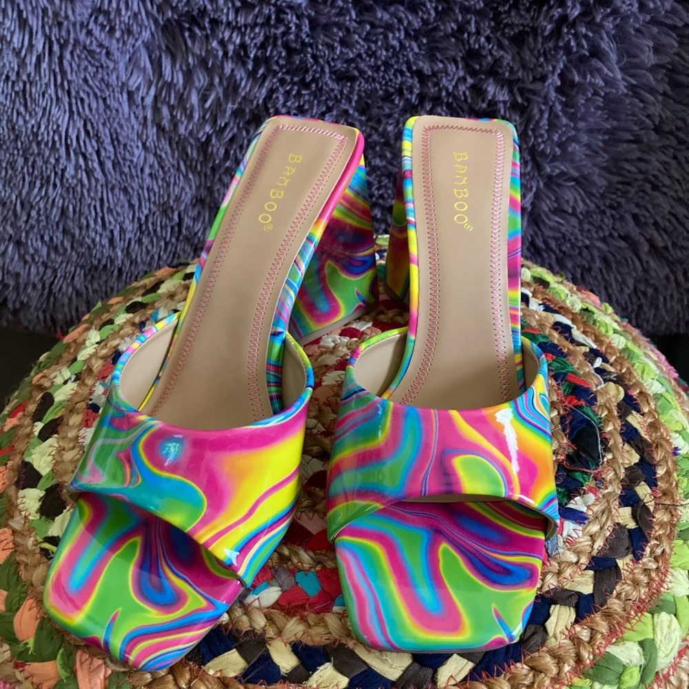 Bamboo brand high heel mule sandals
